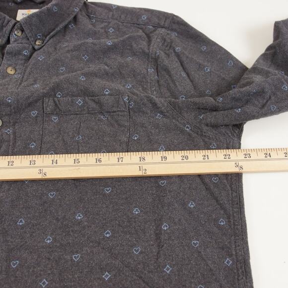 Marine Layer Poker Print Gray Long Sleeve Button Down Flannel Shirt Marge M - L - Picture 3 of 9